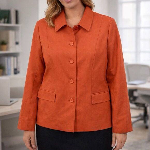 Talbots Jackets & Blazers - Pendleton Blazer Women Size 12 Orange Virgin Wool Office Business Jacket